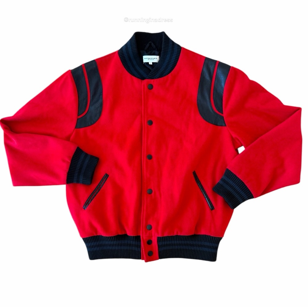 Bascom Projects Red Varsity Letterman Jacket Faux… - image 8